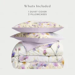 Floral Duvet Cover Set 100% Cotton Soft and Breathable Bedding Featuring Colorful Flowers Lightweight and Durable Quilt Cover Comfortable for All Seasons Easy to Care