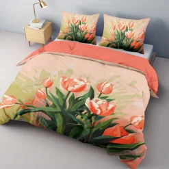 Floral Duvet Cover Set Comforter Set,printed Comforter Cover Cotton Bedding Sets With Envelope Pillowcase, Room Decor King Queen Duvet Cover