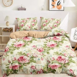 Floral Duvet Cover Set Cotton Tropical Plants Pattern Set Soft 3-Piece Luxury Bedding Set Home Decor Gift Twin Full King Queen Size Duvet Cover