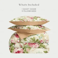 Floral Duvet Cover Set Cotton Tropical Plants Pattern Set Soft 3-Piece Luxury Bedding Set Home Decor Gift Twin Full King Queen Size Duvet Cover