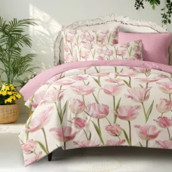 Floral Duvet Cover Set Cotton Tropical Plants Pattern Set Soft 3-Piece Luxury Bedding Set Mother's Day Gift Home Decor Twin Full King Queen Size Duvet Cover