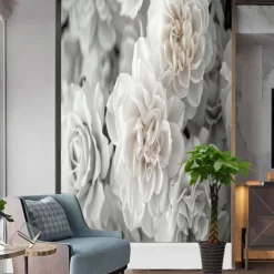 Floral Landscape Traditional Chinese Painting Home Decoration Comtemporary Floral Wall Covering, Canvas PVC / Vinyl Material Adhesive required Mural, Room Wallcovering