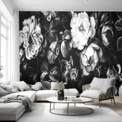 Floral Landscape Traditional Chinese Painting Home Decoration Comtemporary Floral Wall Covering, Canvas PVC / Vinyl Material Adhesive required Mural, Room Wallcovering