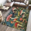 Floral Mushrooms Floor Mat Rug Area Rug Black Carpet Illusion Flannel Rugs Ultra Soft Non-Slip Rug for Room Deco