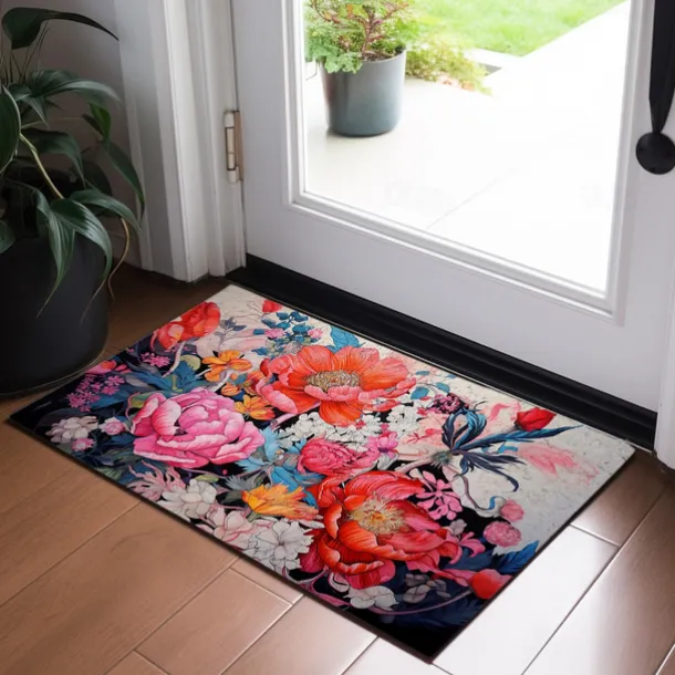 Floral Owl Doormat Floor Mats Washable Rugs Kitchen Mat Non-Slip Oil Proof Boho Rug Indoor Outdoor Mat Bedroom Decor Bathroom Mat Entrance Rug