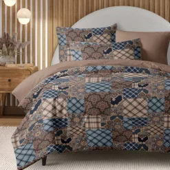 Floral Patchwork Duvet Cover Full Size Bedding Set Cotton Bed Sets Quilt Cover Soft Lightweight Comforter Cover with 2 Pillowcases for Summer Spring