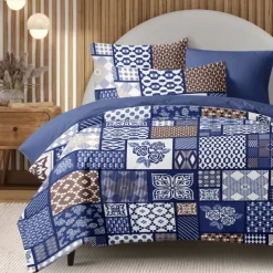 Floral Patchwork Duvet Cover Full Size Bedding Set Cotton Bed Sets Quilt Cover Soft Lightweight Comforter Cover with 2 Pillowcases for Summer Spring