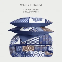 Floral Patchwork Duvet Cover Full Size Bedding Set Cotton Bed Sets Quilt Cover Soft Lightweight Comforter Cover with 2 Pillowcases for Summer Spring