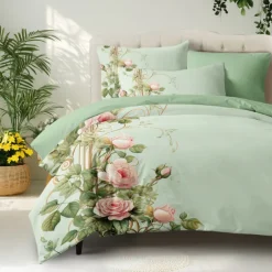 Floral Pattern Duvet Cover Set King Queen Size Comforter Set,Printed Comforter Cover Cotton Bedding Sets With Envelope Pillowcase, Room Decor