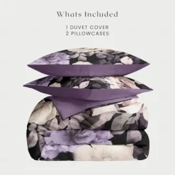 Floral Pattern Duvet Cover Set King Queen Size Comforter Set,Printed Comforter Cover Cotton Bedding Sets With Envelope Pillowcase, Room Decor