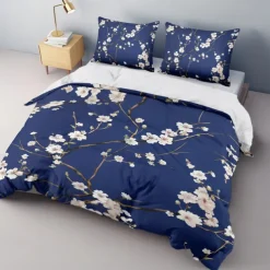 Floral Pattern Duvet Cover Set Comforter Set Soft 3-Piece Luxury Cotton Bedding Set Home Decor Dusk Bedding Gift King Queen Full Size