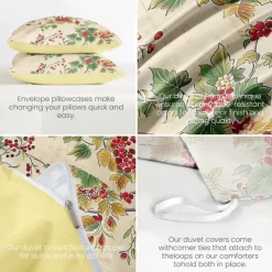 Floral Pattern Duvet Cover Set Set Soft 3-Piece Luxury Cotton Bedding Set Home Decor Gift King Queen Duvet Cover