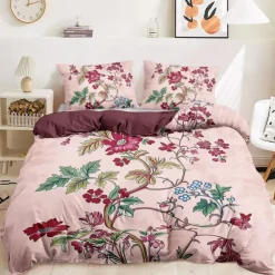Floral Pattern Duvet Cover Set Set Soft 3-Piece Luxury Cotton Bedding Set Home Decor Gift King Queen Duvet Cover