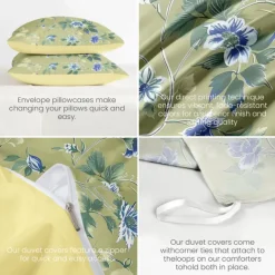 Floral Pattern Duvet Cover Set Set Soft 3-Piece Luxury Cotton Bedding Set Home Decor Gift King Queen Duvet Cover