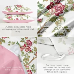 Floral Pattern Duvet Cover Set Set Soft 3-Piece Luxury Cotton Bedding Set Home Decor Gift King Queen Duvet Cover