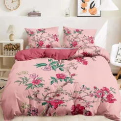 Floral Pattern Duvet Cover Set Set Soft 3-Piece Luxury Cotton Bedding Set Home Decor Gift King Queen Duvet Cover