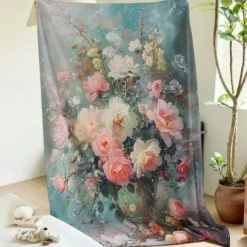 Floral Pattern Throws Blanket Flannel Throw Blankets Warm All Seasons Gifts Big Blanket