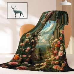 Floral Pattern Throws Blanket Flannel Throw Blankets Warm All Seasons Gifts Big Blanket