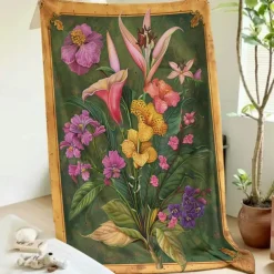 Floral Pattern Throws Blanket Flannel Throw Blankets Warm All Seasons Gifts Big Blanket