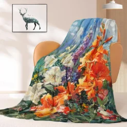 Floral Pattern Throws Blanket Flannel Throw Blankets Warm All Seasons Gifts Big Blanket