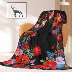 Floral Pattern Throws Blanket Flannel Throw Blankets Warm All Seasons Gifts Big Blanket