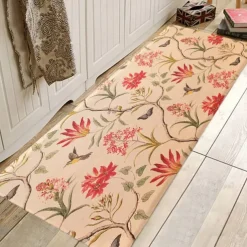 Floral Plant Area Rug Kitchen Mat Non-Slip Oil Proof Floor Mat Rug Indoor Outdoor Mat Bedroom Decor Bathroom Mat Entrance Rug Door Mat