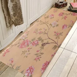Floral Plant Area Rug Kitchen Mat Non-Slip Oil Proof Floor Mat Rug Indoor Outdoor Mat Bedroom Decor Bathroom Mat Entrance Rug Door Mat