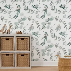 Floral Plants Wallpaper Peel and Stick Wall Sticker Removable Pvc/Vinyl Self Adhesive 17.7''x118'' (45cmx300cm)