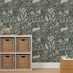 Floral Plants Wallpaper Peel and Stick Wall Sticker Removable Pvc/Vinyl Self Adhesive 17.7''x118'' (45cmx300cm)