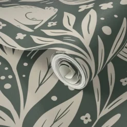 Floral Plants Wallpaper Peel and Stick Wall Sticker Removable Pvc/Vinyl Self Adhesive 17.7''x118'' (45cmx300cm)