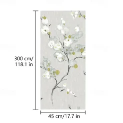 Floral Plants Wallpaper Peel and Stick Wall Sticker Removable Pvc/Vinyl Self Adhesive 17.7''x118'' (45cmx300cm)