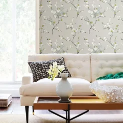 Floral Plants Wallpaper Peel and Stick Wall Sticker Removable Pvc/Vinyl Self Adhesive 17.7''x118'' (45cmx300cm)