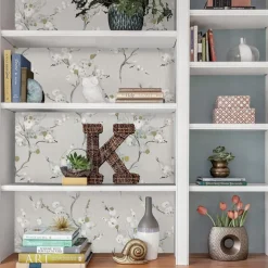 Floral Plants Wallpaper Peel and Stick Wall Sticker Removable Pvc/Vinyl Self Adhesive 17.7''x118'' (45cmx300cm)