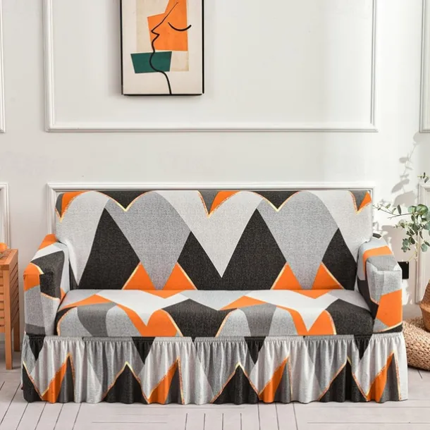 Floral Printed Sofa Cover Stretch Slipcovers with Skirt,Soft Durable Couch Cover 1 Piece Spandex Fabric Washable Furniture Protector fit Armchair Seat/Loveseat/Sofa/XL Sofa/L Shape Sofa