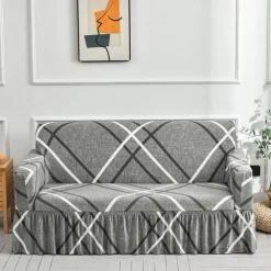 Floral Printed Sofa Cover Stretch Slipcovers with Skirt,Soft Durable Couch Cover 1 Piece Spandex Fabric Washable Furniture Protector fit Armchair Seat/Loveseat/Sofa/XL Sofa/L Shape Sofa