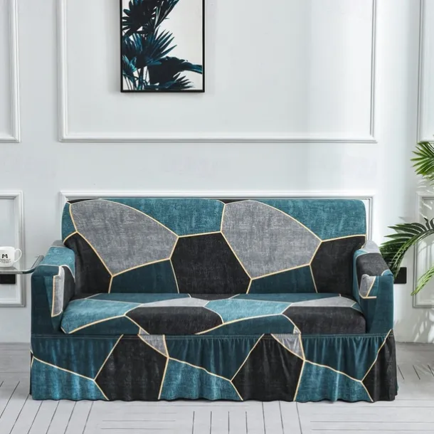 Floral Printed Sofa Cover Stretch Slipcovers with Skirt,Soft Durable Couch Cover 1 Piece Spandex Fabric Washable Furniture Protector fit Armchair Seat/Loveseat/Sofa/XL Sofa/L Shape Sofa