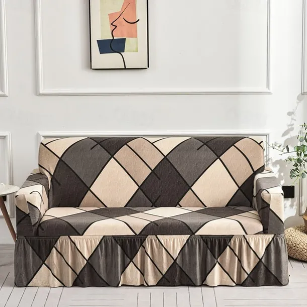 Floral Printed Sofa Cover Stretch Slipcovers with Skirt,Soft Durable Couch Cover 1 Piece Spandex Fabric Washable Furniture Protector fit Armchair Seat/Loveseat/Sofa/XL Sofa/L Shape Sofa