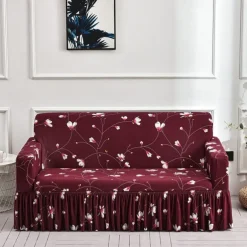 Floral Printed Sofa Cover Stretch Slipcovers with Skirt,Soft Durable Couch Cover 1 Piece Spandex Fabric Washable Furniture Protector fit Armchair Seat/Loveseat/Sofa/XL Sofa/L Shape Sofa