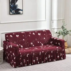 Floral Printed Sofa Cover Stretch Slipcovers with Skirt,Soft Durable Couch Cover 1 Piece Spandex Fabric Washable Furniture Protector fit Armchair Seat/Loveseat/Sofa/XL Sofa/L Shape Sofa