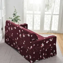 Floral Printed Sofa Cover Stretch Slipcovers with Skirt,Soft Durable Couch Cover 1 Piece Spandex Fabric Washable Furniture Protector fit Armchair Seat/Loveseat/Sofa/XL Sofa/L Shape Sofa