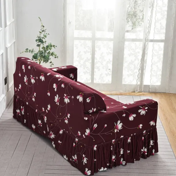 Floral Printed Sofa Cover Stretch Slipcovers with Skirt,Soft Durable Couch Cover 1 Piece Spandex Fabric Washable Furniture Protector fit Armchair Seat/Loveseat/Sofa/XL Sofa/L Shape Sofa