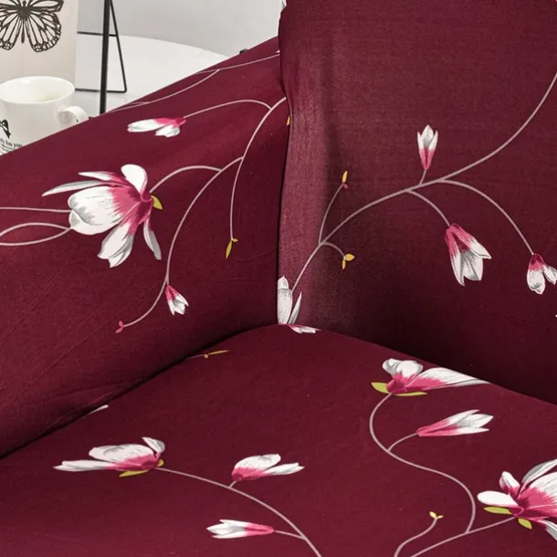 Floral Printed Sofa Cover Stretch Slipcovers with Skirt,Soft Durable Couch Cover 1 Piece Spandex Fabric Washable Furniture Protector fit Armchair Seat/Loveseat/Sofa/XL Sofa/L Shape Sofa