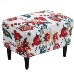 Floral Printed Stretch Ottoman Cover Spandex Elastic Stretch Rectangle Folding Storage Covers Removable Footstool Protect Footrest Covers