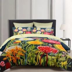 Floral Quilt Art Pattern Duvet Cover Set Comforter Set Soft 3-Piece Luxury Cotton Bedding Set Home Decor Gift King Queen Full Size