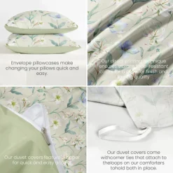 Floral Romantic Duvet Cover Full Size Bedding Set Bed Sets Quilt Cover Soft Lightweight Comforter Cover with 2 Pillowcases for Summer Spring