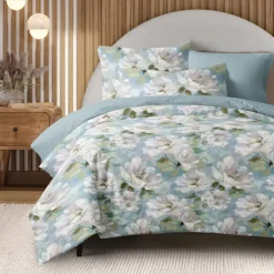 Floral Romantic Duvet Cover Full Size Bedding Set Bed Sets Quilt Cover Soft Lightweight Comforter Cover with 2 Pillowcases for Summer Spring