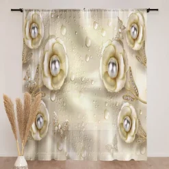 Floral Sheer Curtain Panels Curtain Drapes For Living Room Bedroom, Farmhouse Curtain for Kitchen Balcony Door Window Treatments Room Darkening