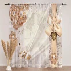 Floral Sheer Curtain Panels Curtain Drapes For Living Room Bedroom, Farmhouse Curtain for Kitchen Balcony Door Window Treatments Room Darkening