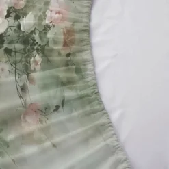 Floral Spring Pattern Fitted Sheet Set Ultra Soft Breathable Silky Bed Sheets Deep Pocket 100% Cotton Bedding Sheets 3 Piece Queen King Size