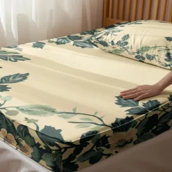 Floral Spring Pattern Fitted Sheet Set Ultra Soft Breathable Silky Bed Sheets Deep Pocket 100% Cotton Bedding Sheets 3 Piece Queen King Size